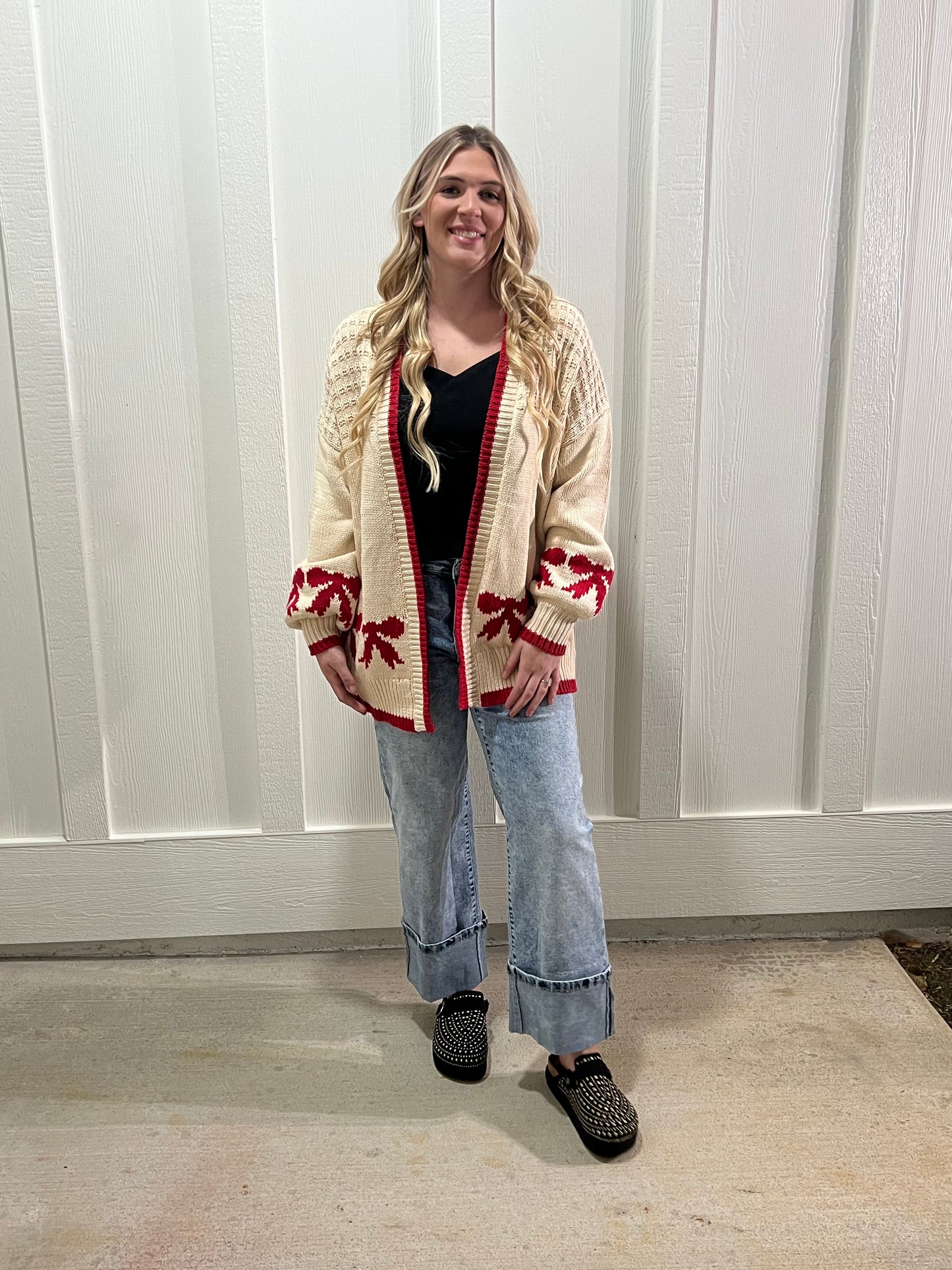 Apricot Bow Baggy Cardigan