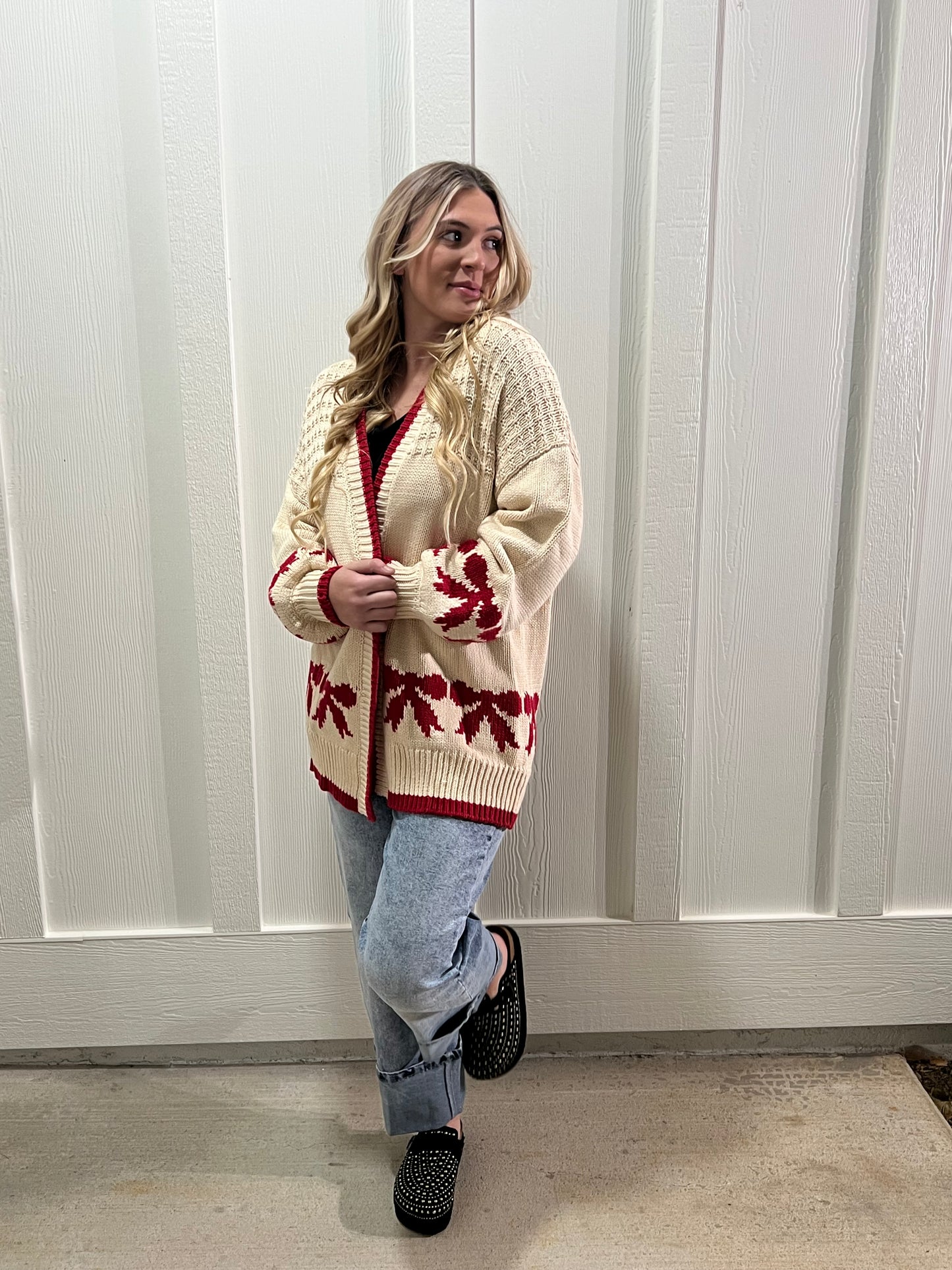 Apricot Bow Baggy Cardigan