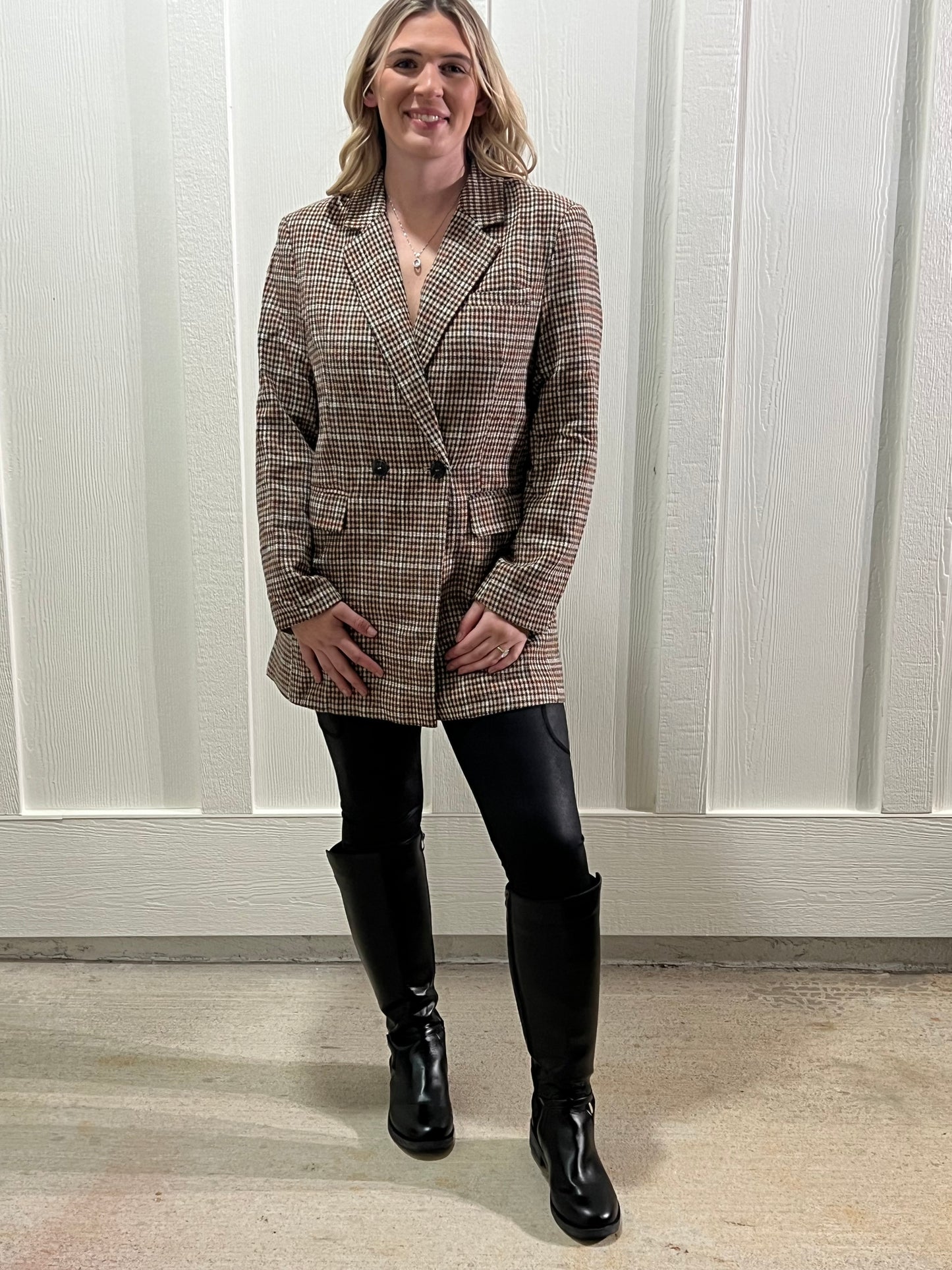 Brown Lapel Collar Blazer