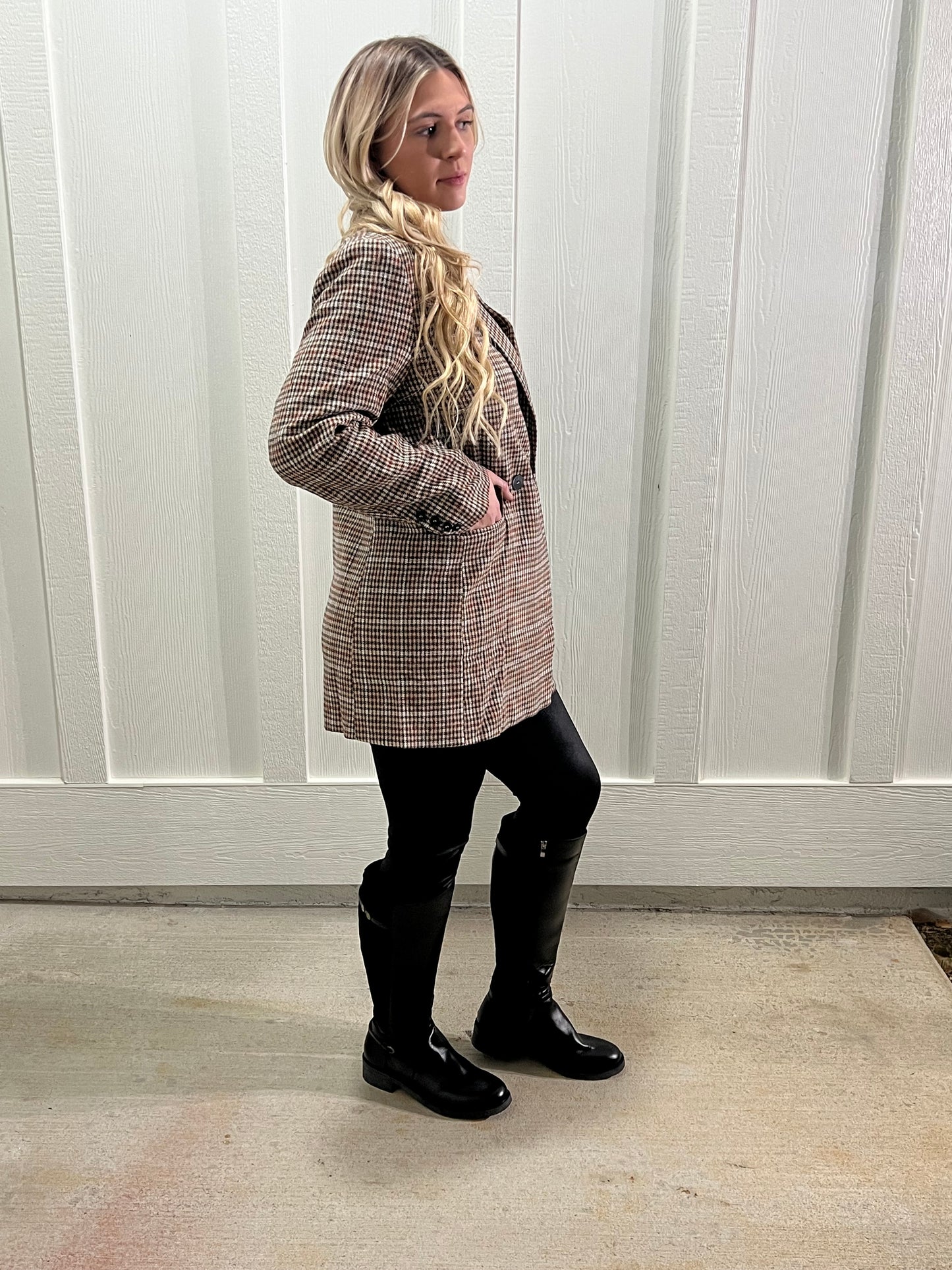 Brown Lapel Collar Blazer