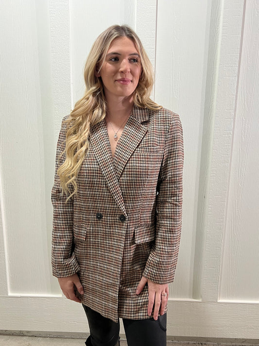 Brown Lapel Collar Blazer