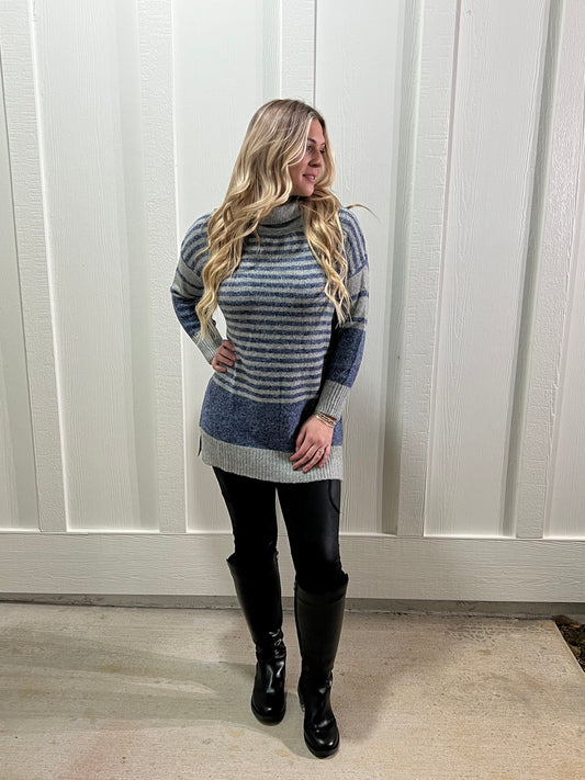 Long Sleeve Turtle Neck Sweater Mini Dress