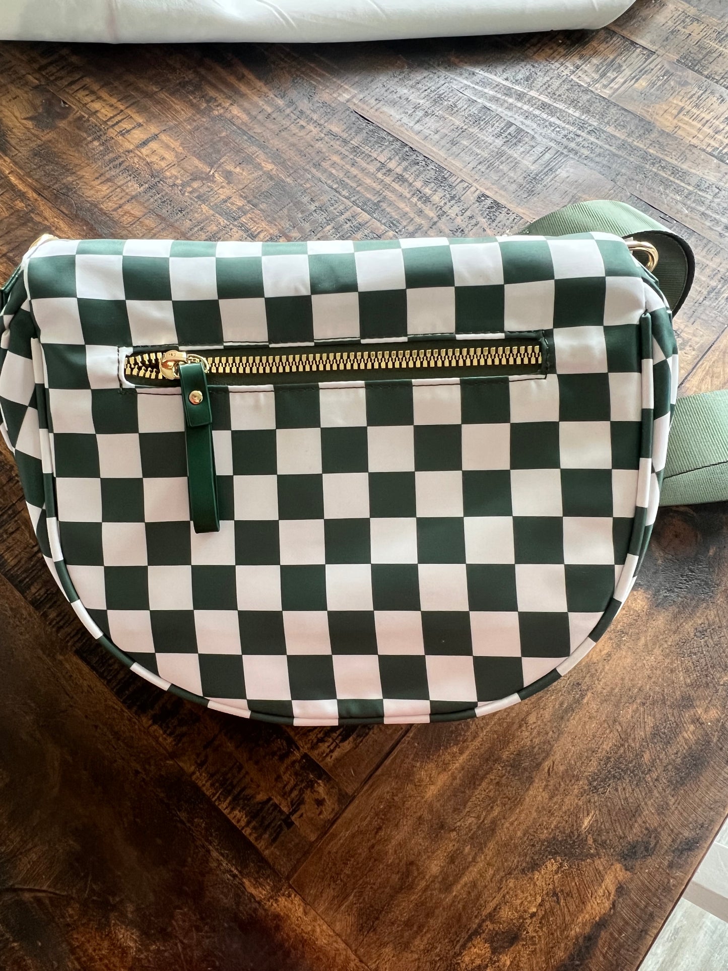 Green Checkered Crossbody Bag