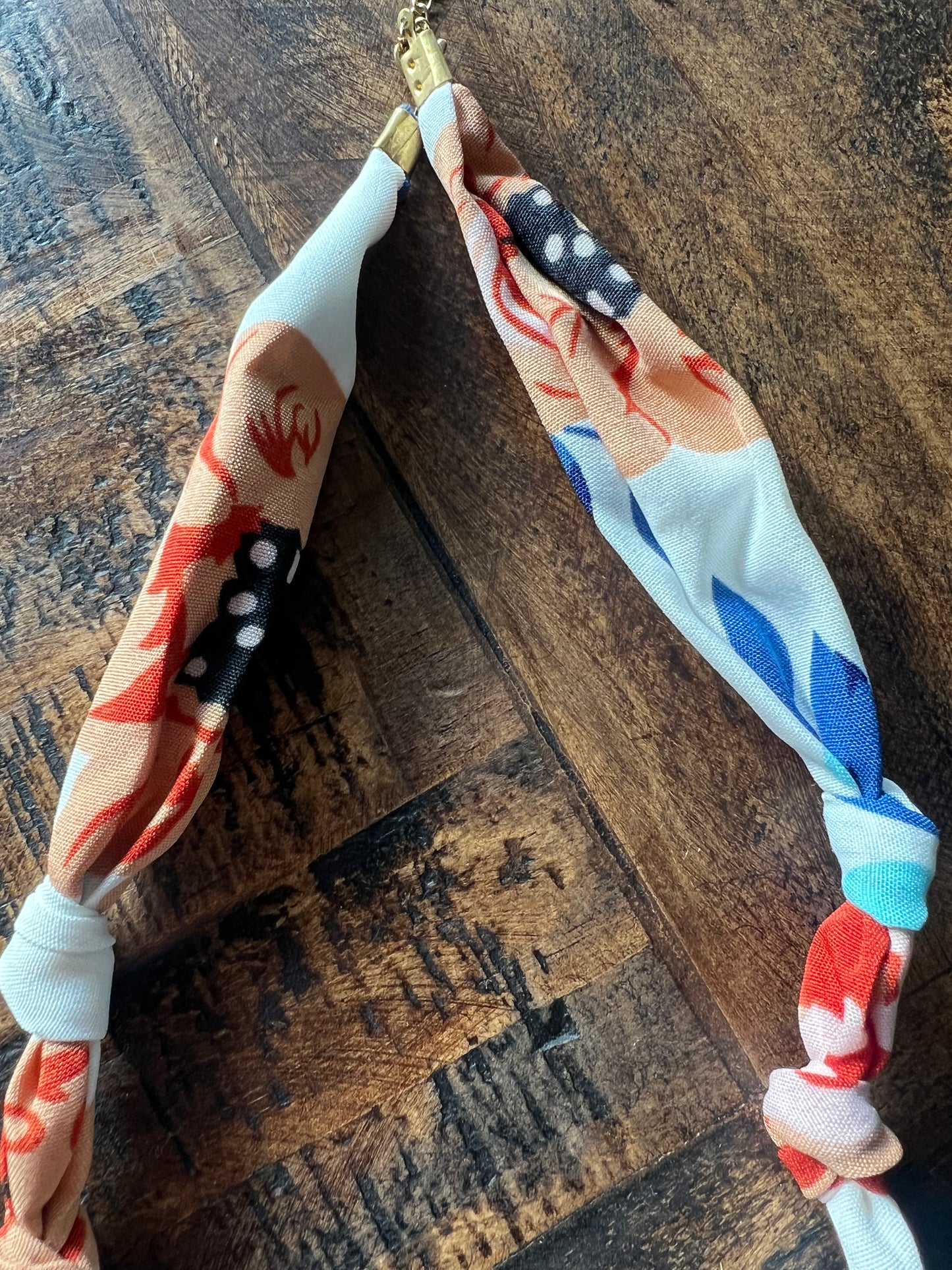 Floral Print Heart Scarf Necklace