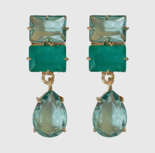 Amalfi Turquoise Ombré Gem Drop Statement Earrings