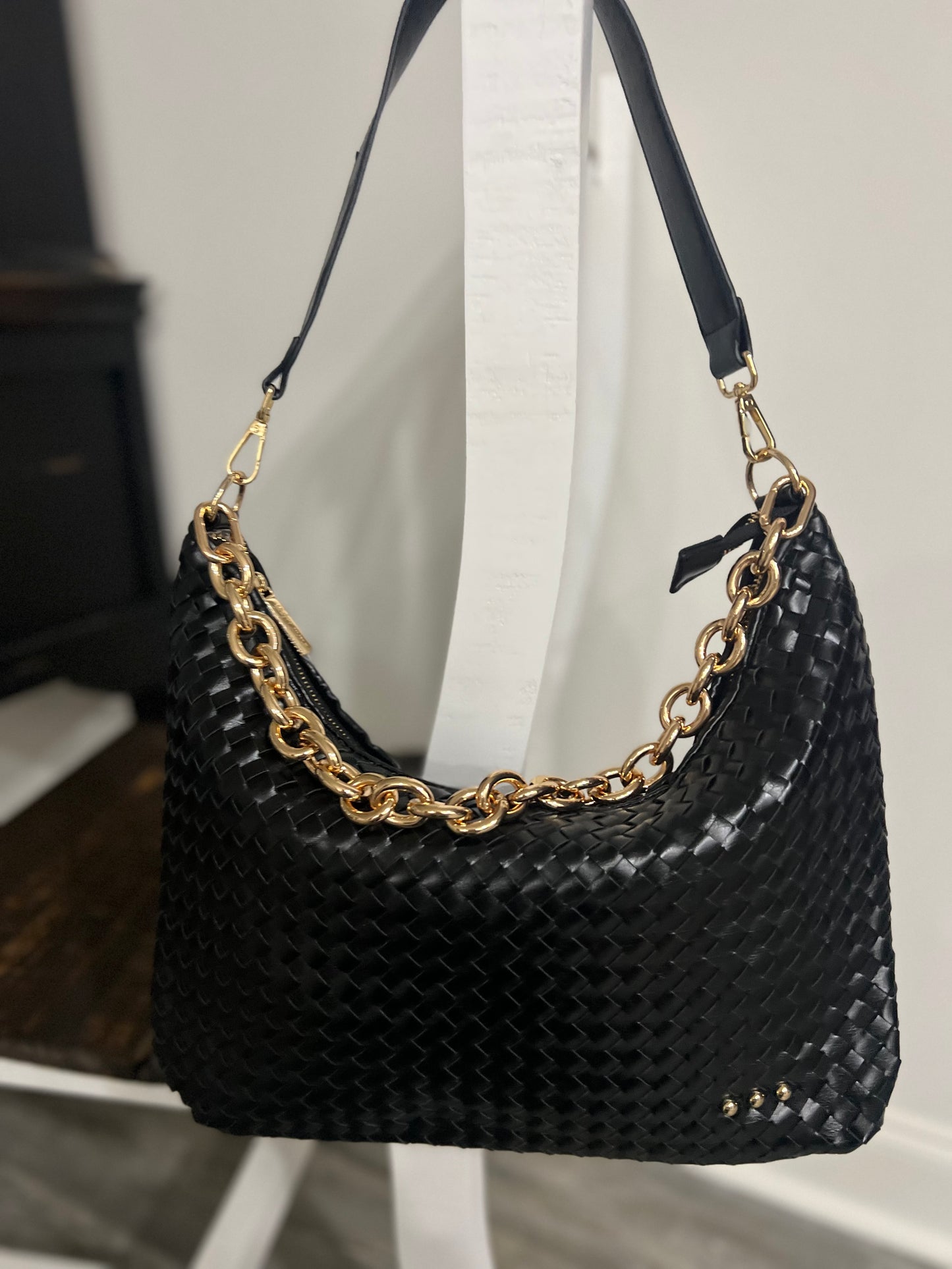 Black Sienna Slouchy Woven Shoulder Bag