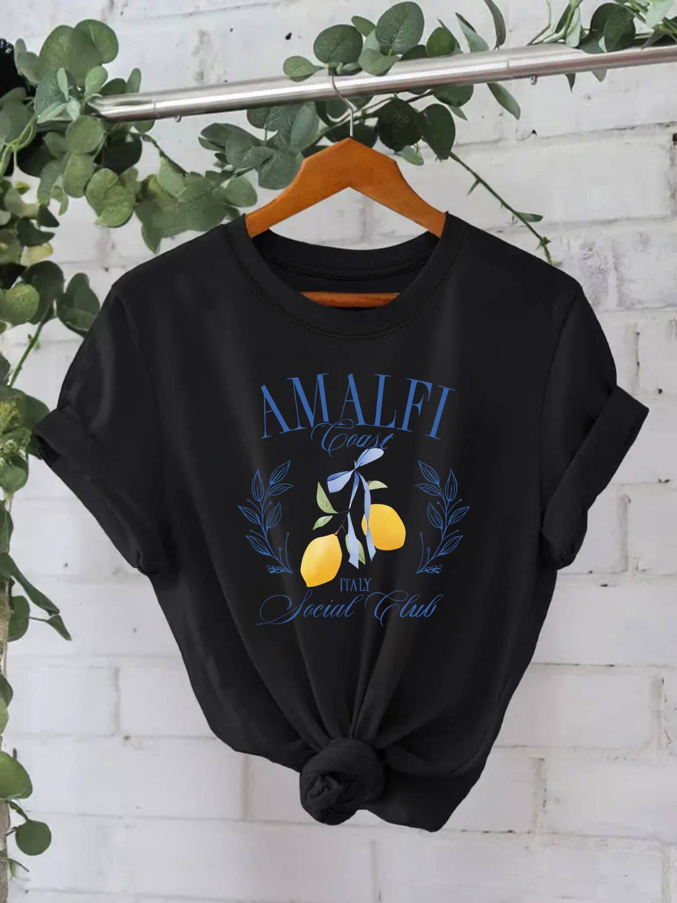 Stylish Lemon Graphic Print Crew Neck T-Shirt