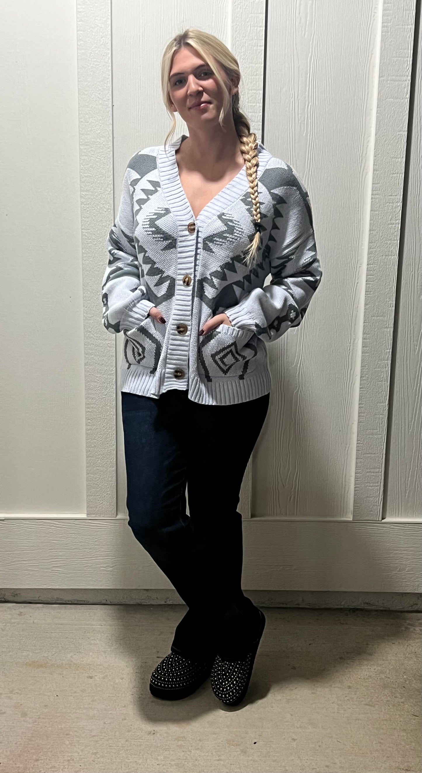 The Laci Geometric Pattern Cardigan