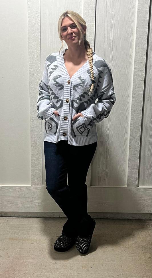 The Laci Geometric Pattern Cardigan