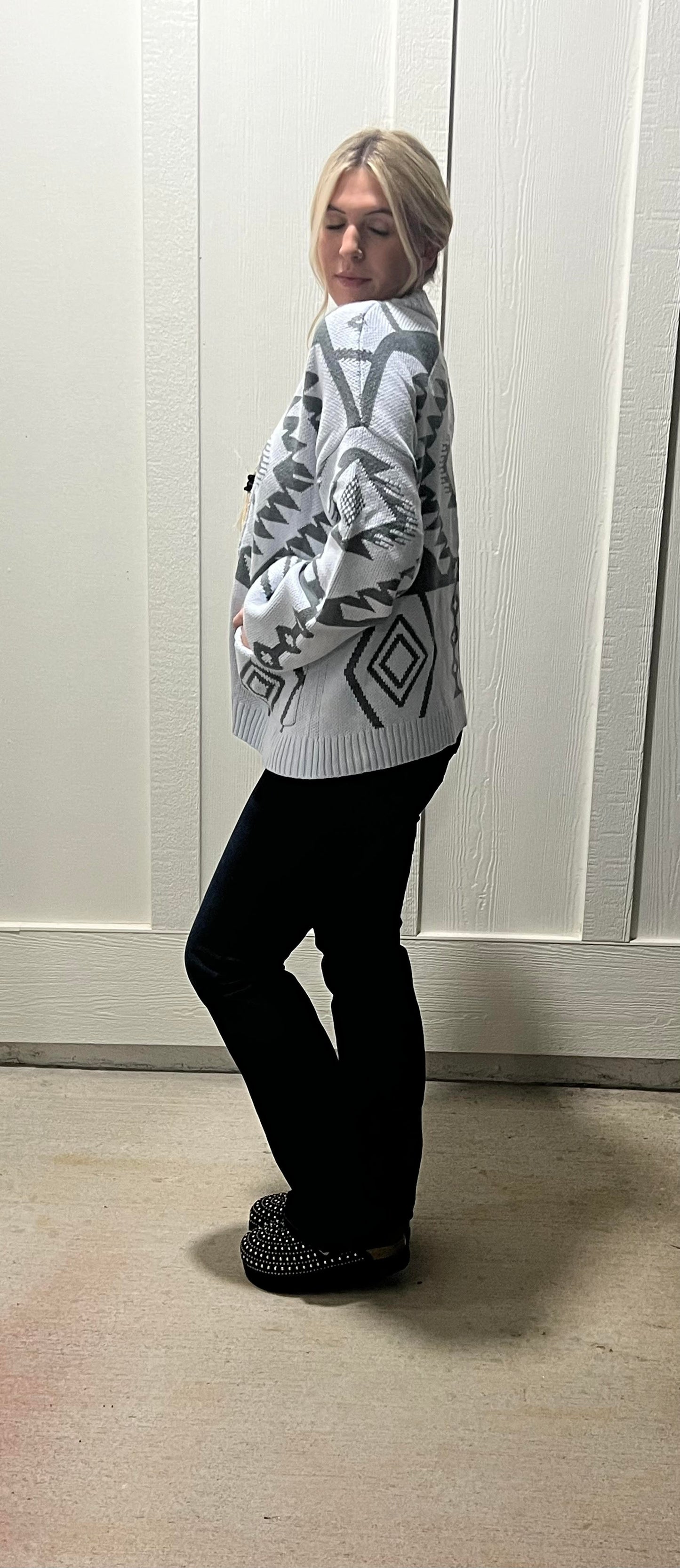 The Laci Geometric Pattern Cardigan