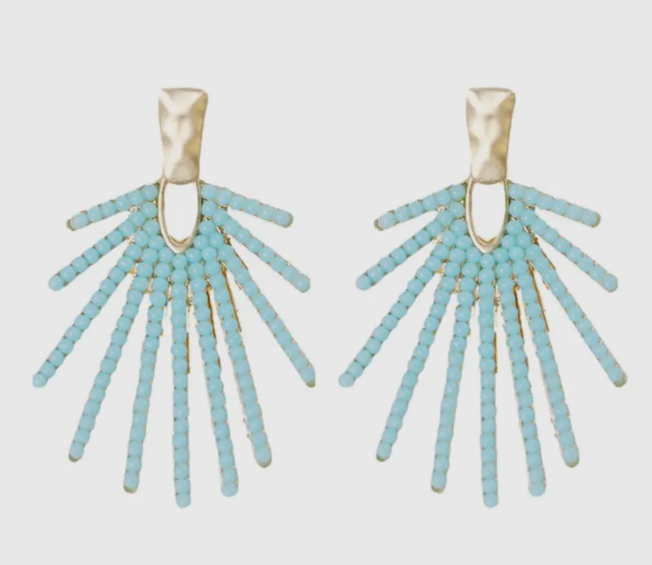 Light Turquoise Sunburst Statement Drop Earrings