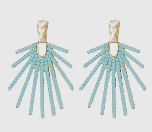 Light Turquoise Sunburst Statement Drop Earrings