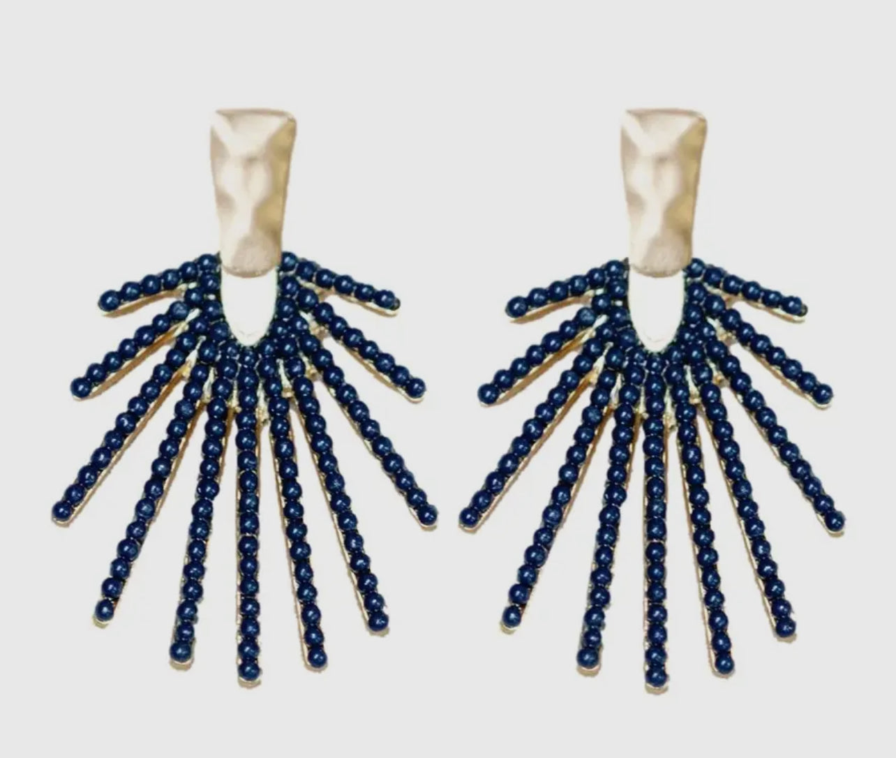 Navy Sunburst Statement Drop Earrings