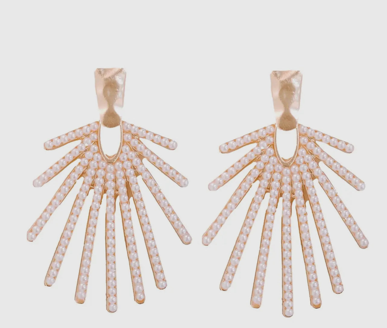 Pearl Sunburst Statement Drop Earrings