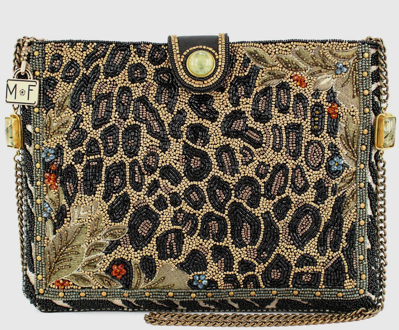 Untamed Beaded Animal Print Crossbody Handbag