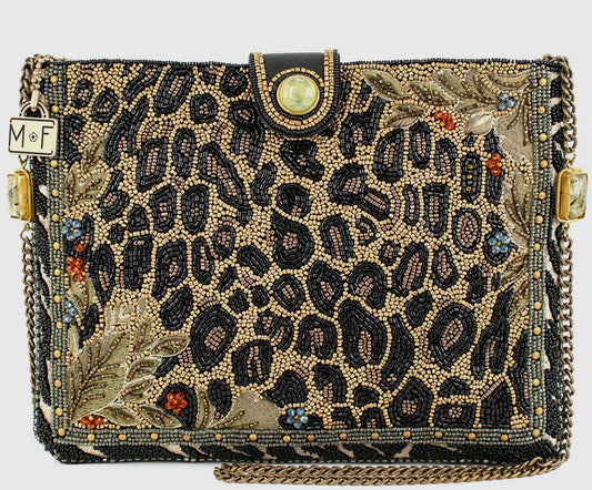 Untamed Beaded Animal Print Crossbody Handbag