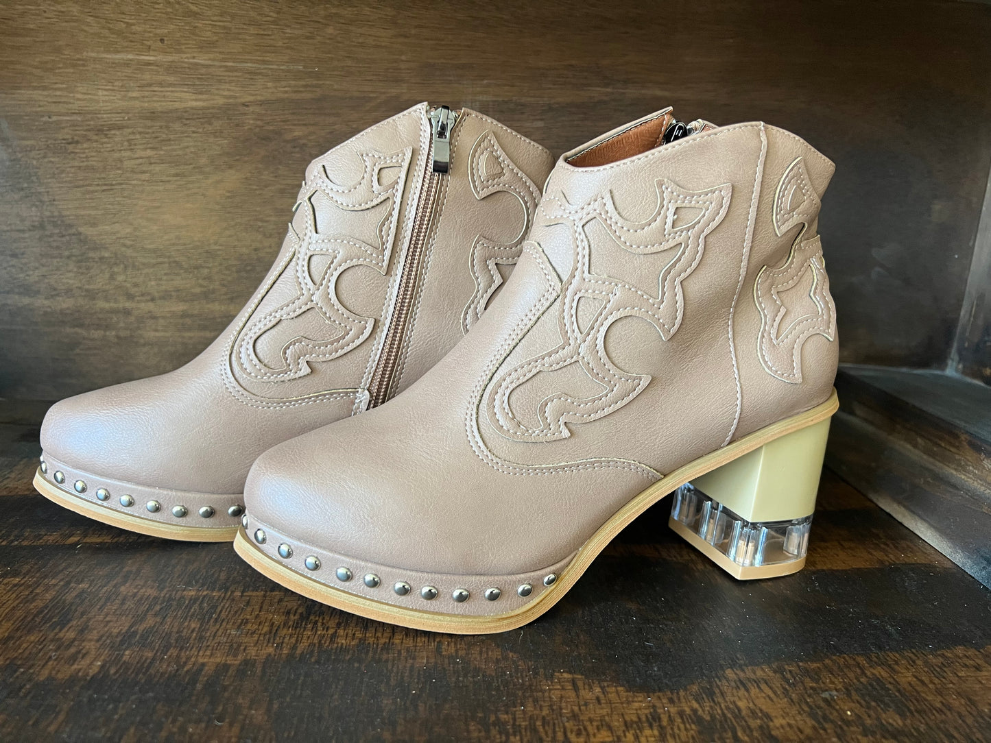 Studded Detail High Ankle Boots