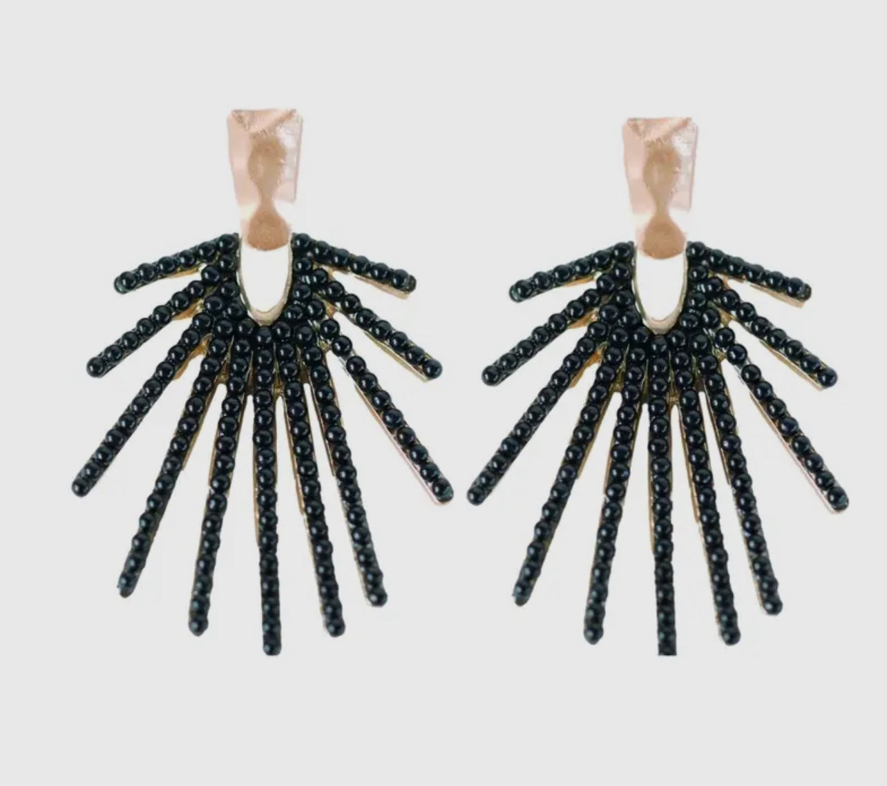 Black Sunburst Statement Drop Earrings