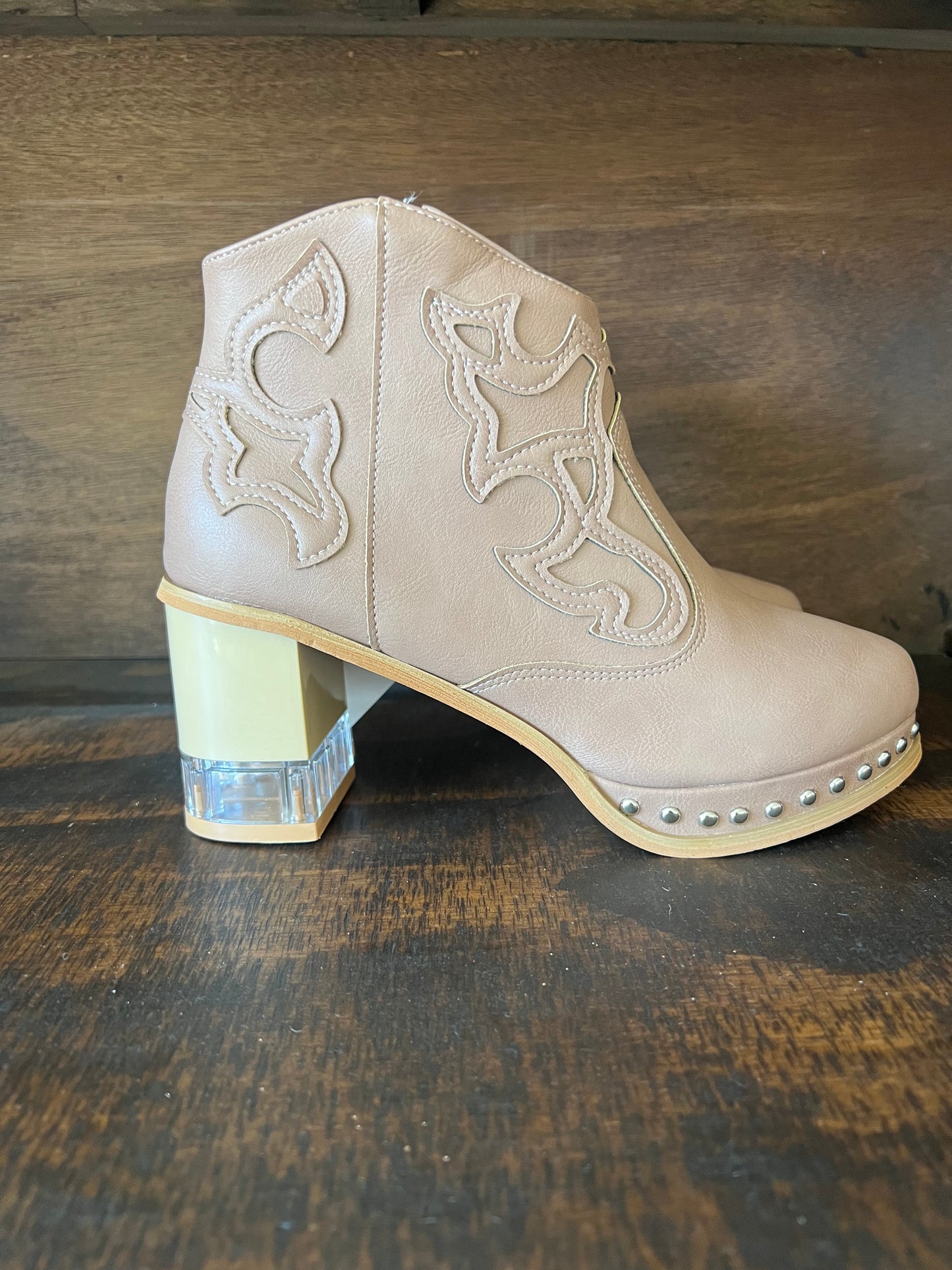 Studded Detail High Ankle Boots