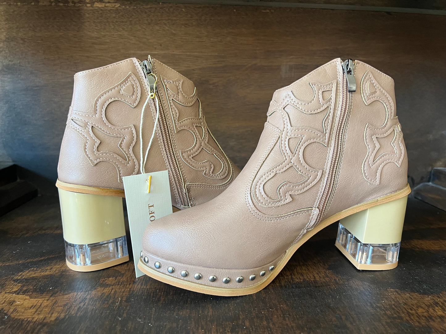 Studded Detail High Ankle Boots