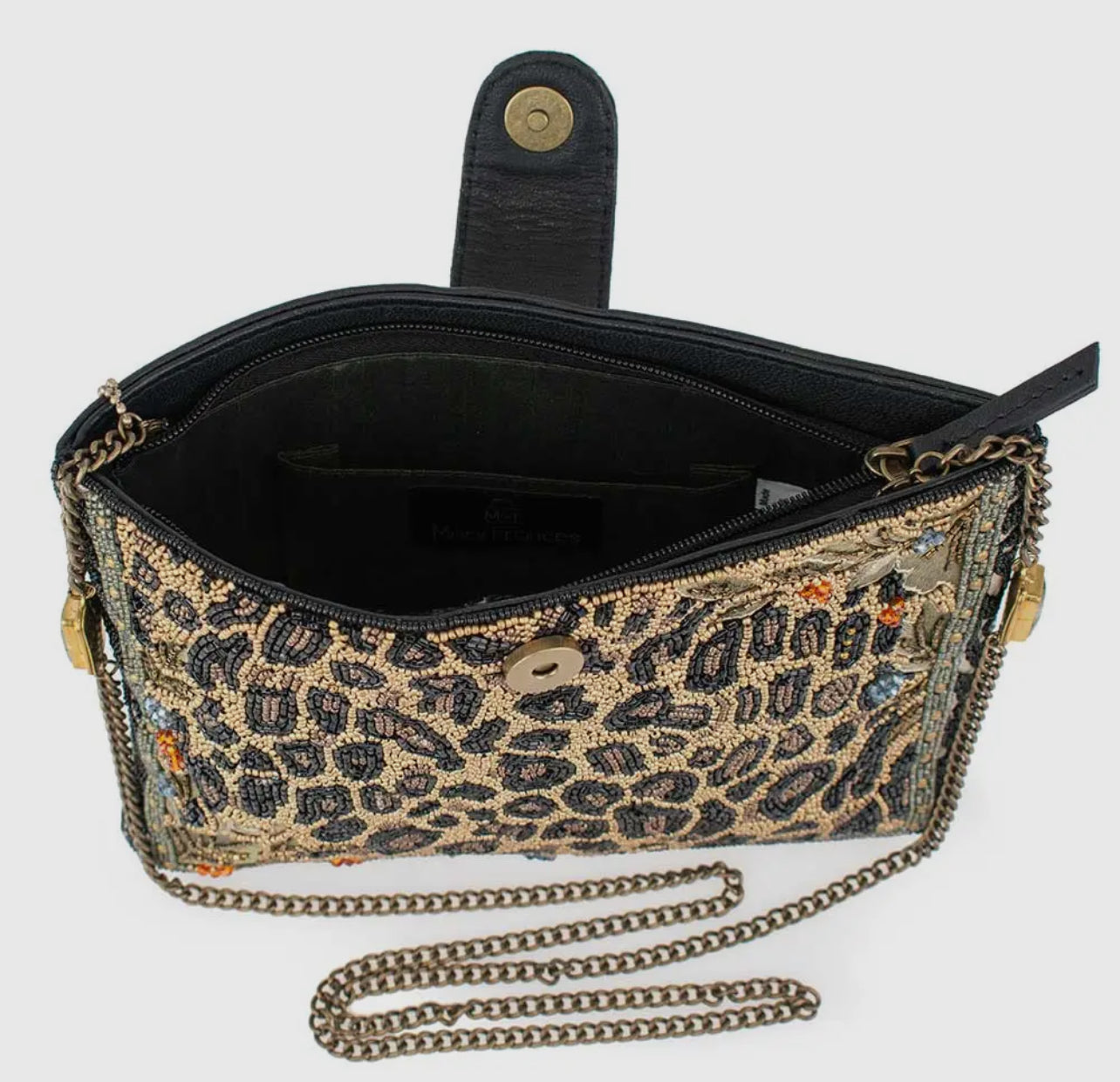 Untamed Beaded Animal Print Crossbody Handbag